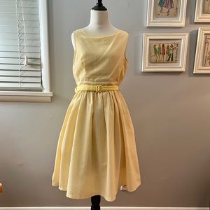 Pastel yellow seersucker dress by Lindy Bop, size M